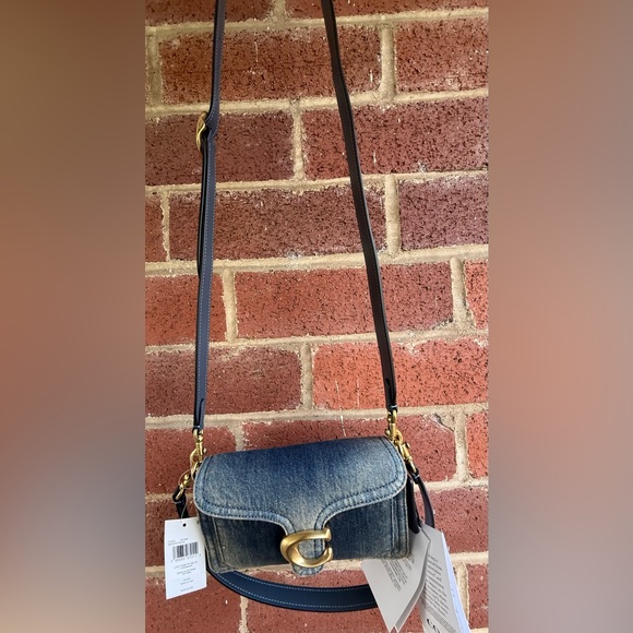 Coach Blue DenimTabby Shoulder Crossbody Bag CCX33 20 Calf Leather Brass NEW - Picture 4 of 12